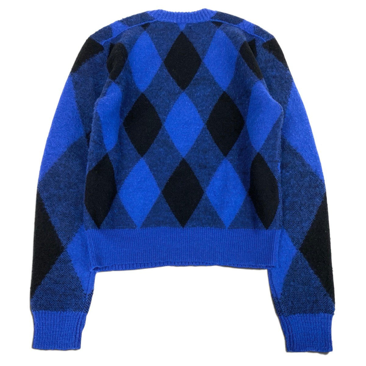 Mj9 【未使用タグ付】 BURBERRY バーバリー アーガイル チェック ウールセーター 8078750 サイズS ブルー ブラック ウール100％ メンズu02t