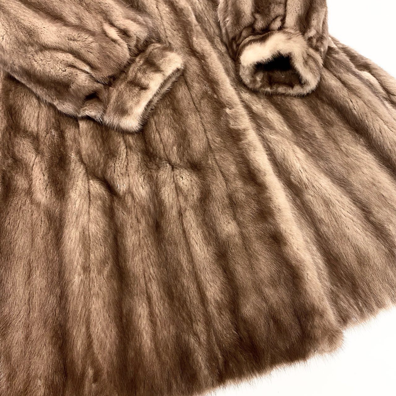 32k28 FOND MOON BAT ムーンバット パステルミンク ロングコート 着丈97cm F 茶系 本毛皮 MINK FUR リアルファーt18r