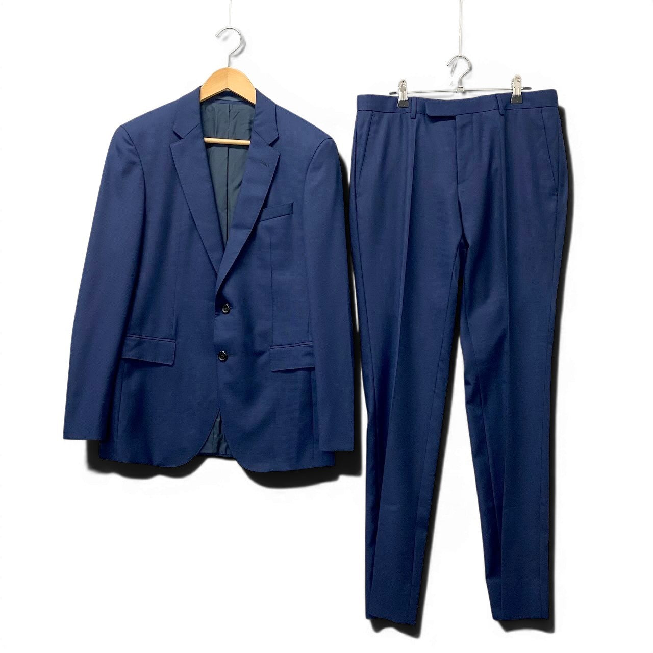 73e15 HUGO BOSS ヒューゴボス スーツセットアップ テーラードジャケット スラックス FULL CANVAS 46サイズ ネイビー メンズ 男性用u02t