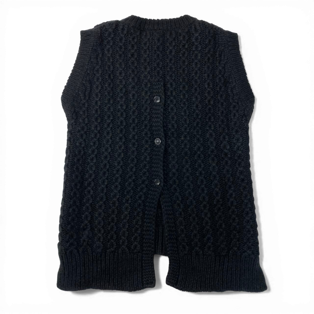 84c27《美品》 Simone Rocha シモーネロシャ スカルプテッド バックオープン ニットベスト サイズS ブラック アルパカメイン タグ付t18r