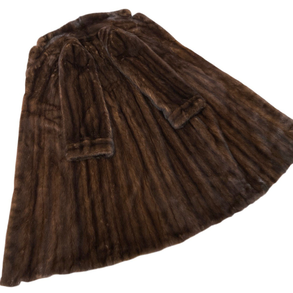 59h18 デミバフミンク 超ロングコート 丈115cm F ブラウン 本毛皮 リバーシブル Mink Fur Long Coatt18r