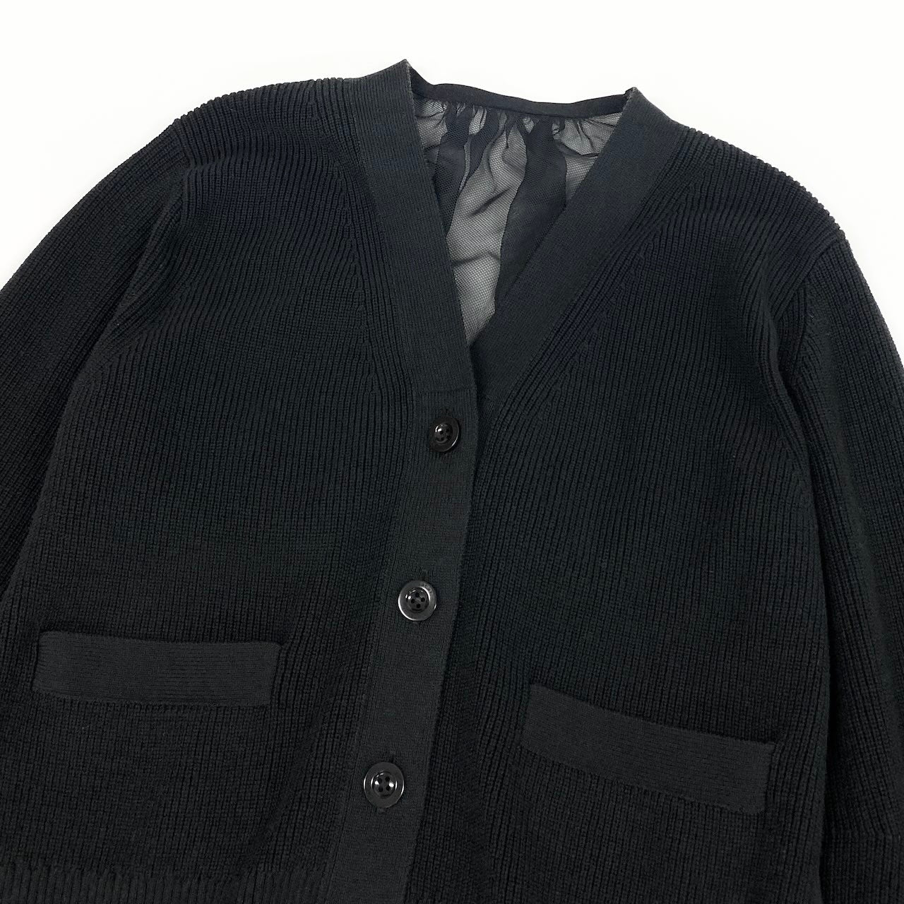 Ad23 sacai サカイ 23ss ニット サテン カーディガン ロングスリーブ 23-06500 サイズ1 ブラック レディース 女性用k02i