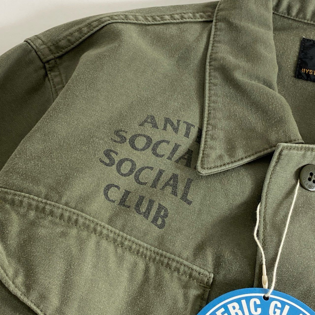 75i12 《新品タグ付き》 HYSTERIC GLAMOUR  × ANTI SOCIAL SOCIAL CLUB ミリタリー シャツジャケット トップス  02201AH14  サイズS カーキ コットン100％ メンズ ヒステリックグラマー アンチソーシャルソーシャルクラブ