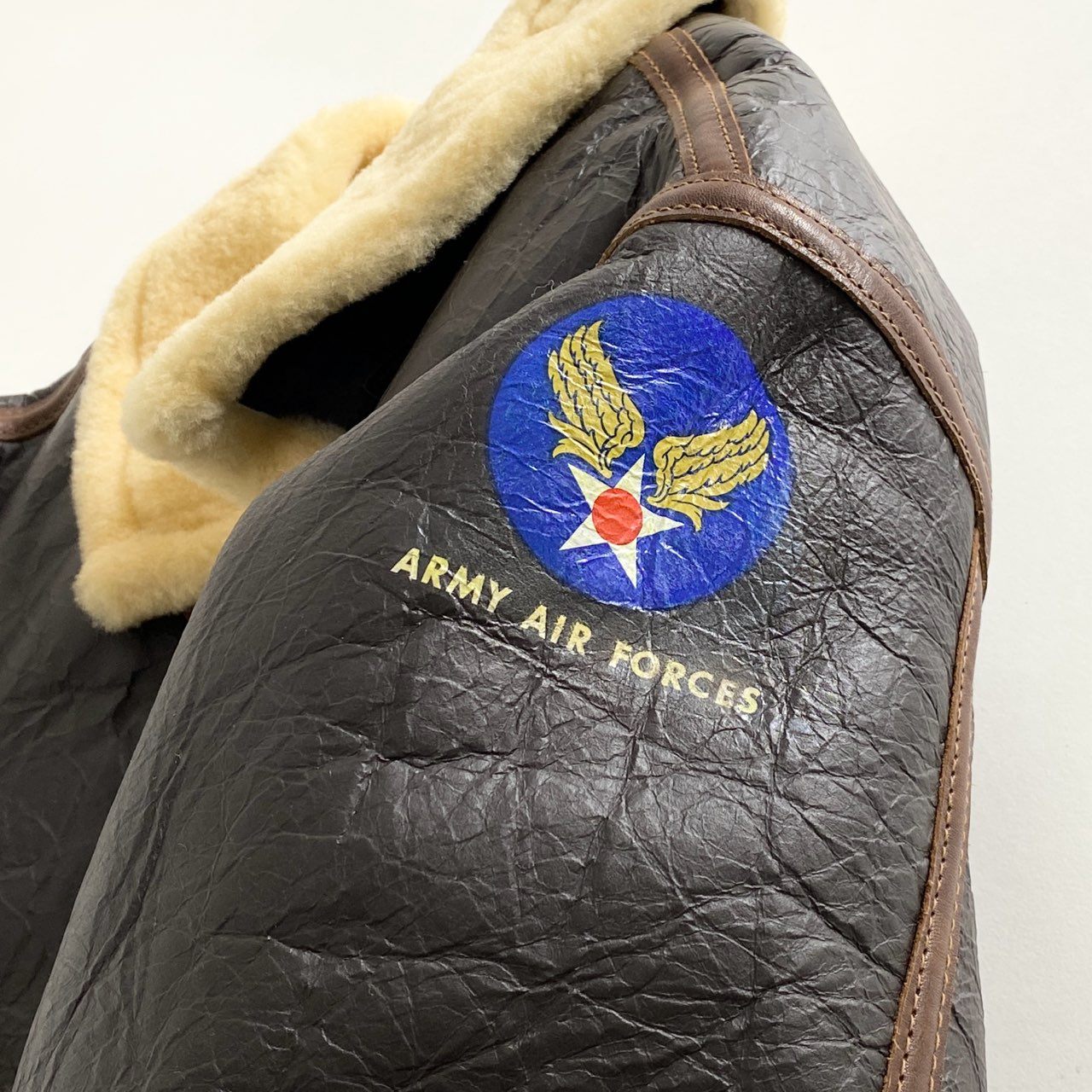 32d12 【美品】 EASTMAN LEATHER CLOTHING イーストマンレザー D-1 U.S. AIR FORCES フライトジャケット ムートンジャケット S ブラウン メンズ