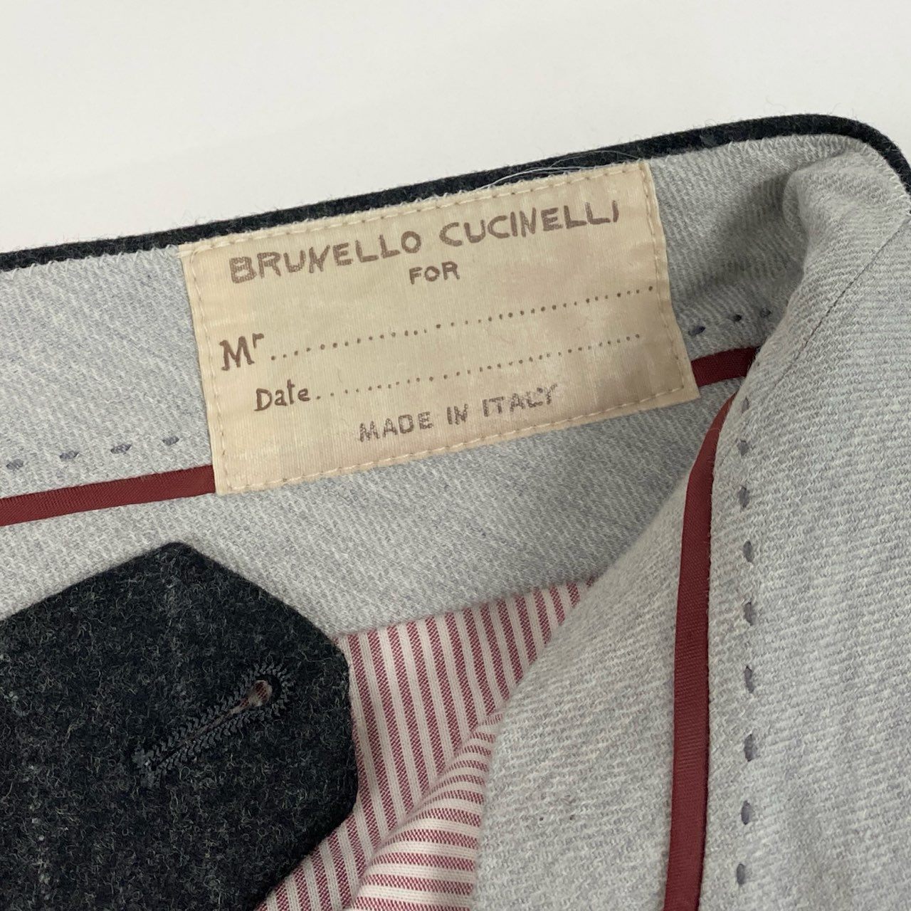 33b27 《美品》 BRUNELLO CUCINELLI ブルネロクチネリ フランネル生地 スラックスパンツ ボトムス 44 グレー ストライプ ウール メンズu02t