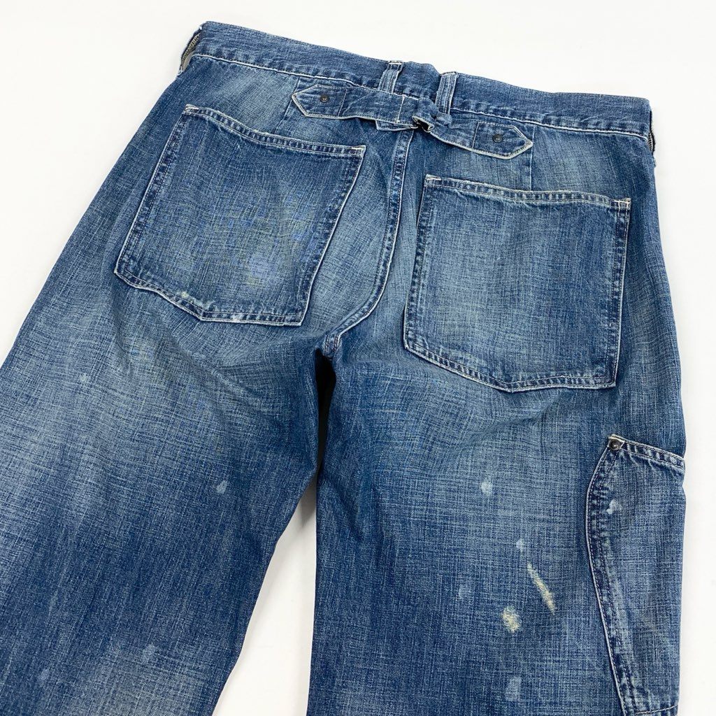 13l27 DOUBLE RL ダブルアールエル デニム ペインターパンツ 32×30 インディゴ ブルー ジーンズ Ralph Lauren ラルフローレン ヴィンテージ加工t18r