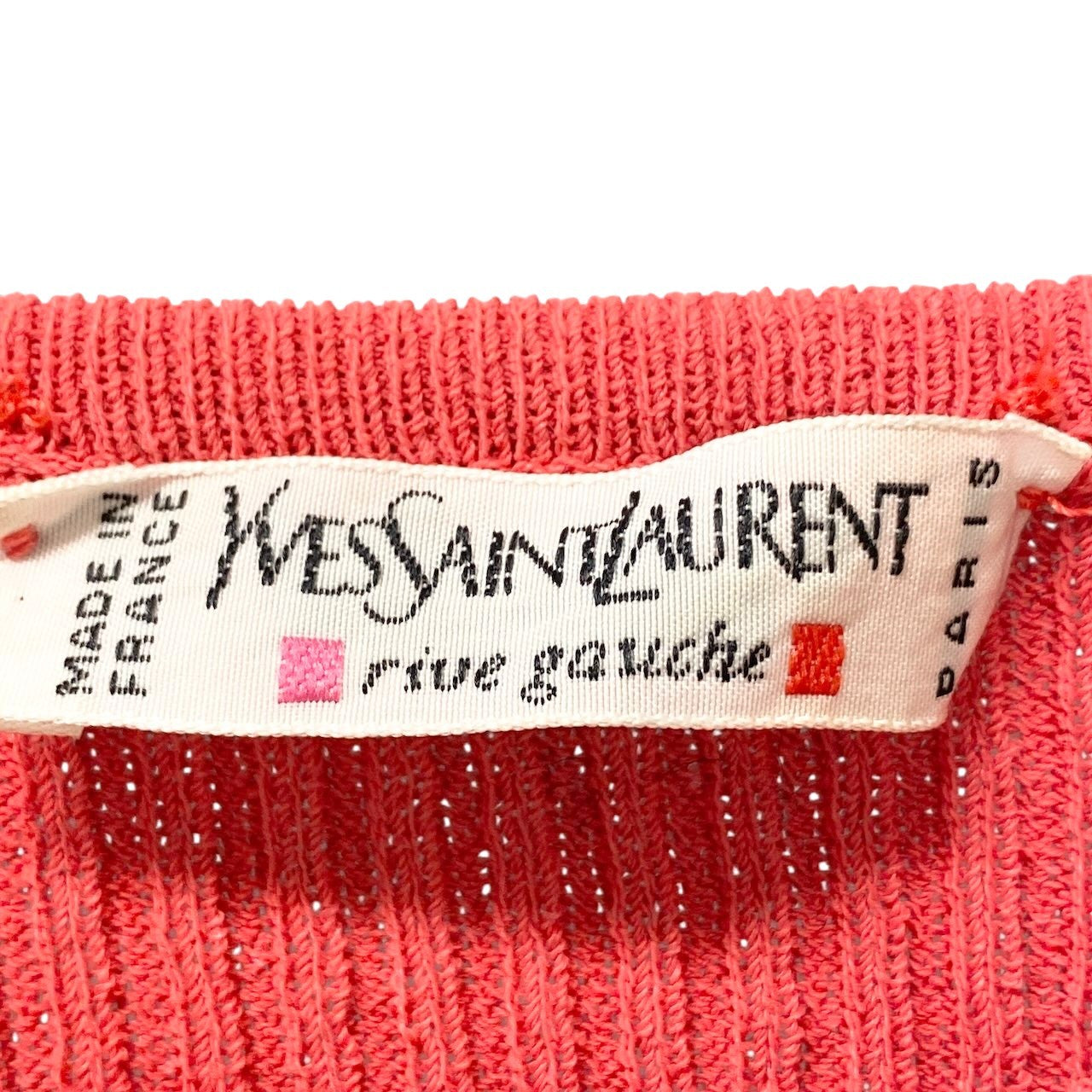 62g7 YVES SAINT LAURENT イヴサンローラン リヴゴーシュ リブニットセーター サマーニット サイズ40 ピンク系 レディースo07t