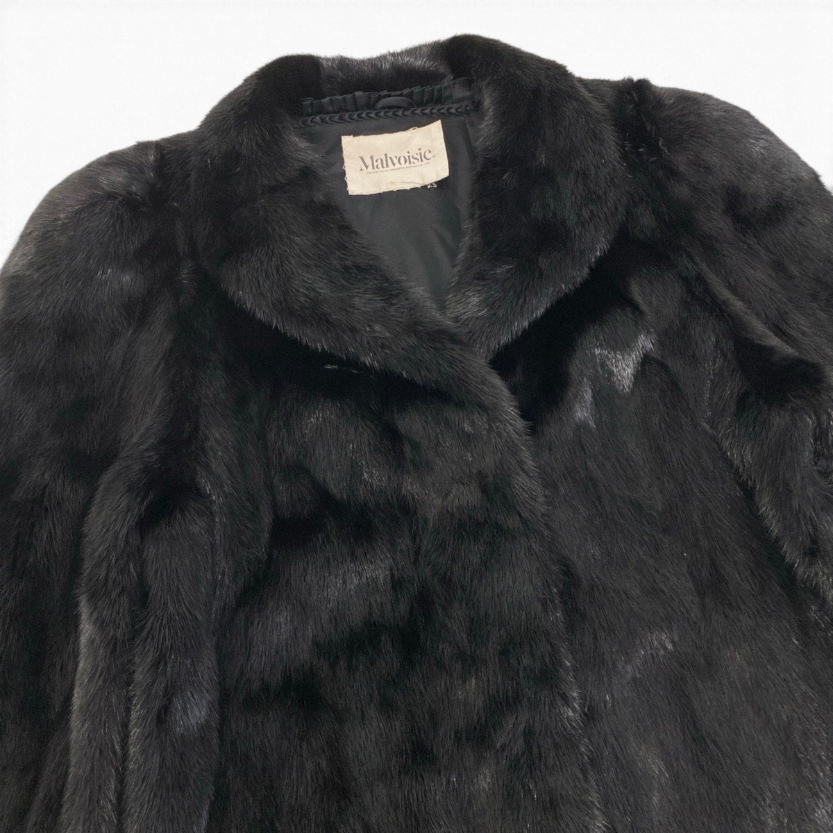 69i24 Malvoisie ダークミンク ロングコート サイズ13 ブラック 本毛皮 Dark Mink Fur Long Coat リアルファーt18r