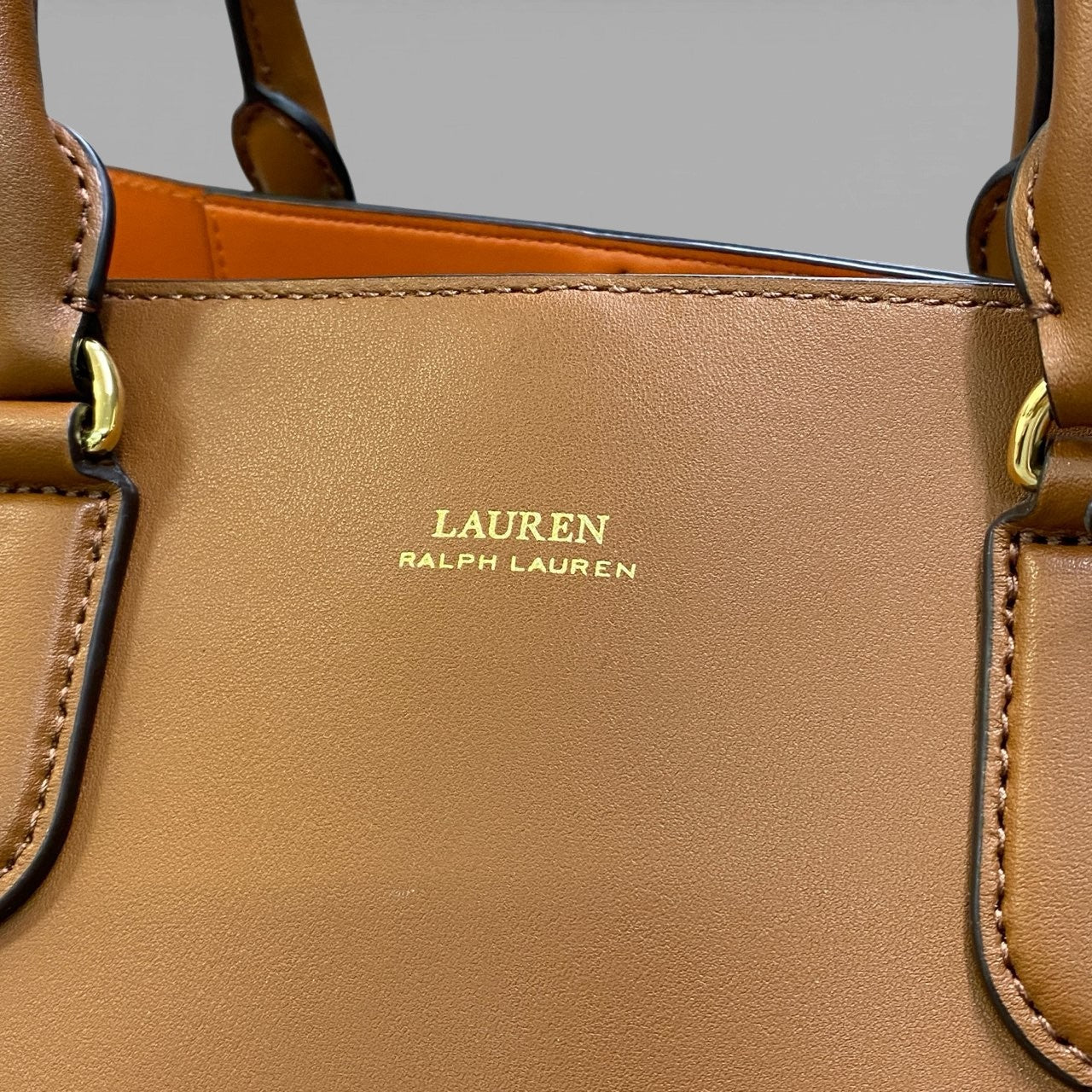 Bb20 LAUREN RALPH LAUREN ラルフローレン ショルダーストラップ付 トートバッグ ブラウン 大容量 ジップポケット付t18r