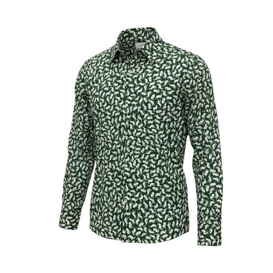67e14 Paul Smith ポールスミス ロングスリーブシャツ コットンシャツ ウサギ柄 日本製 Mサイズ ブラック系 コットン100％ メンズ 男性用u02t