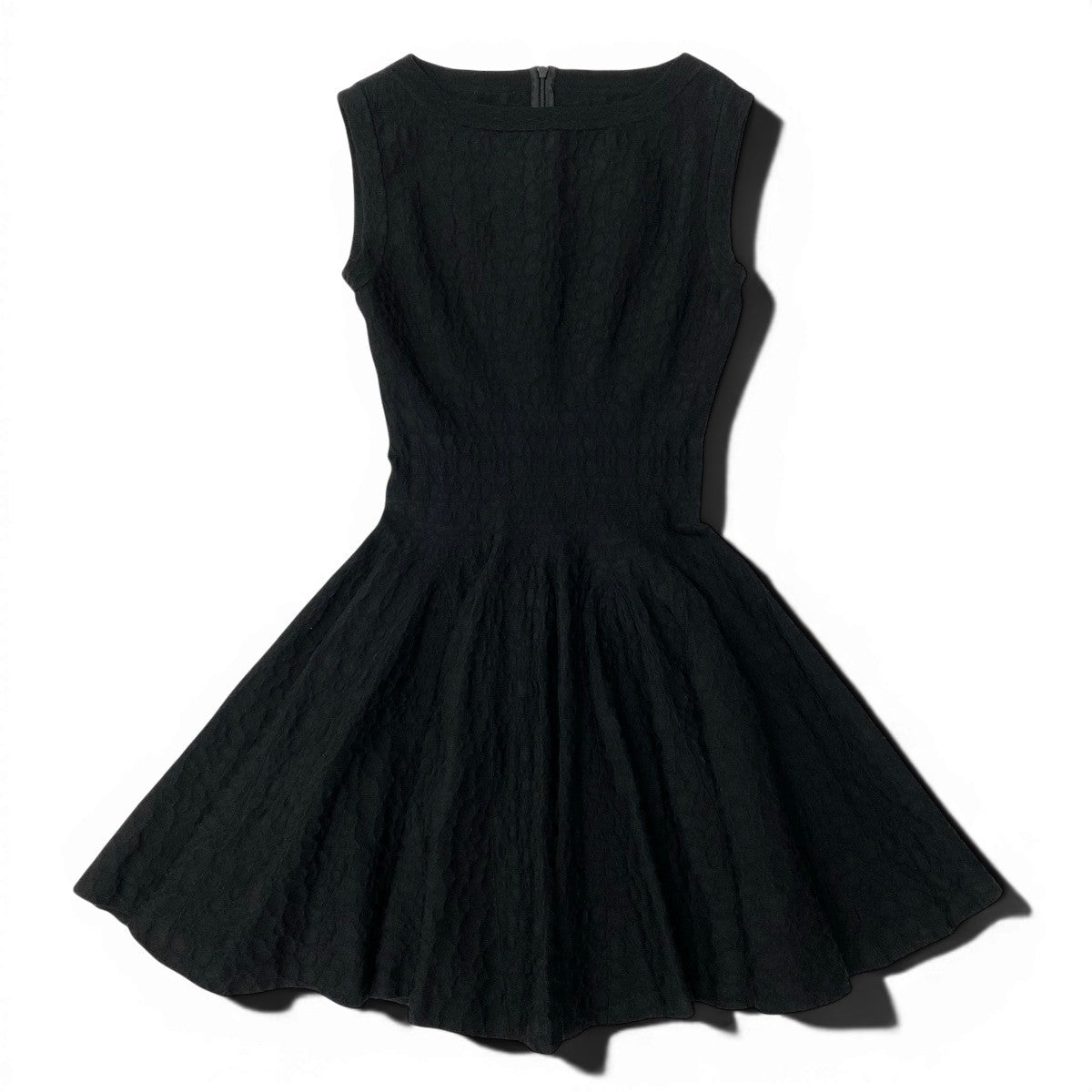 69e19 ALAIA アライア ジャガードワンピース ノースリーブドレスワンピース フレア サイズ38 ブラック レディース 女性服u02t