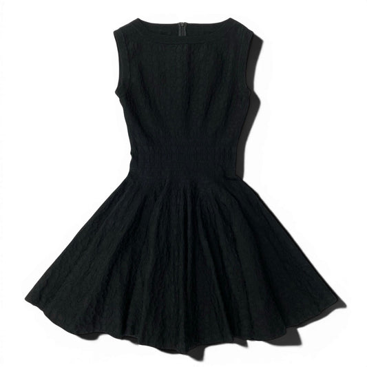 69e19 ALAIA アライア ジャガードワンピース ノースリーブドレスワンピース フレア サイズ38 ブラック レディース 女性服u02t