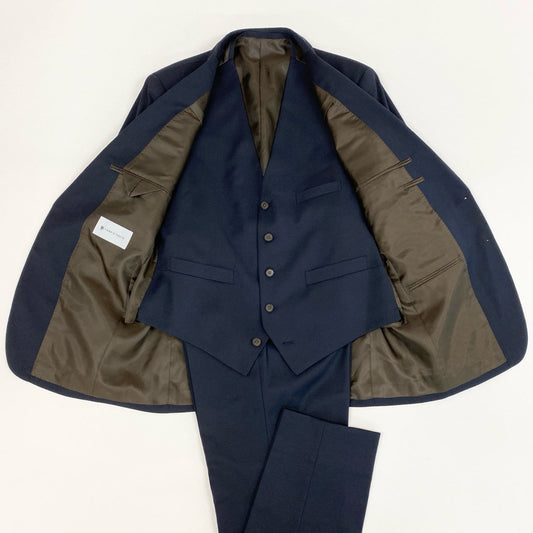 53j17 FABRIC TOKYO ファブリックトーキョー セットアップスーツ 3ピース シングルスーツ ビジネス フォーマル ネイビー メンズu02t