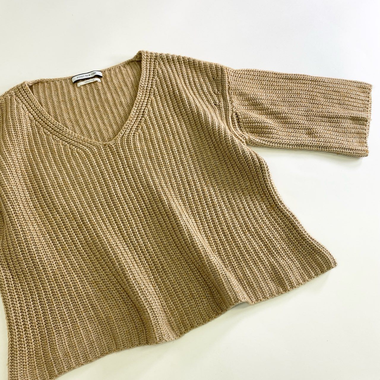 4j17 FOXEY NEW YORK フォクシーニューヨーク 日本製 collection Sweater カシミヤ混 Uネックニットセーター 38231 ベージュ