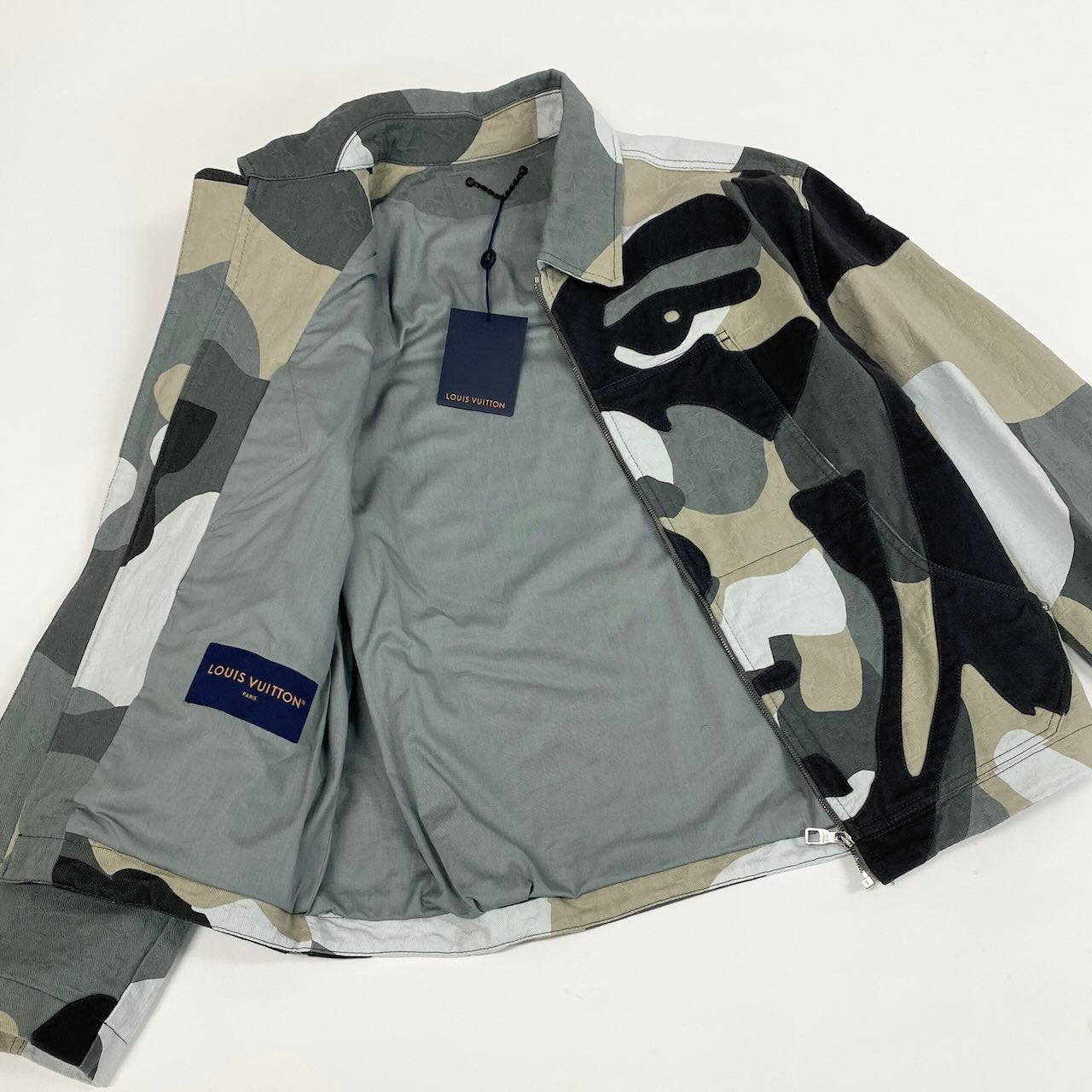 Id2 《美品》 LOUIS VUITTON ルイヴィトン Kid Super メイドトゥオーダー デニムジャケット Made To Order Denim Jacket 52 グレー LV モノグラムt18r