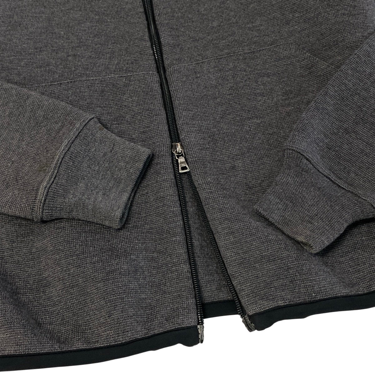 j26 PRADA ジップアップニットフーディー カーディガンパーカー ダブルジップ 48サイズ グレー メンズ 男性用u02t