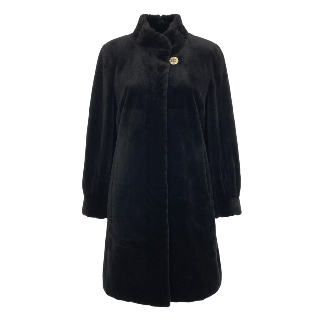 67b16 Giovanni Valentino ヴァレンティノ SAGA MINK サガミンク シェアードミンクファー ロングコート サイズF ブラック 最高級本毛皮 Mink Fur Long Coatt18r