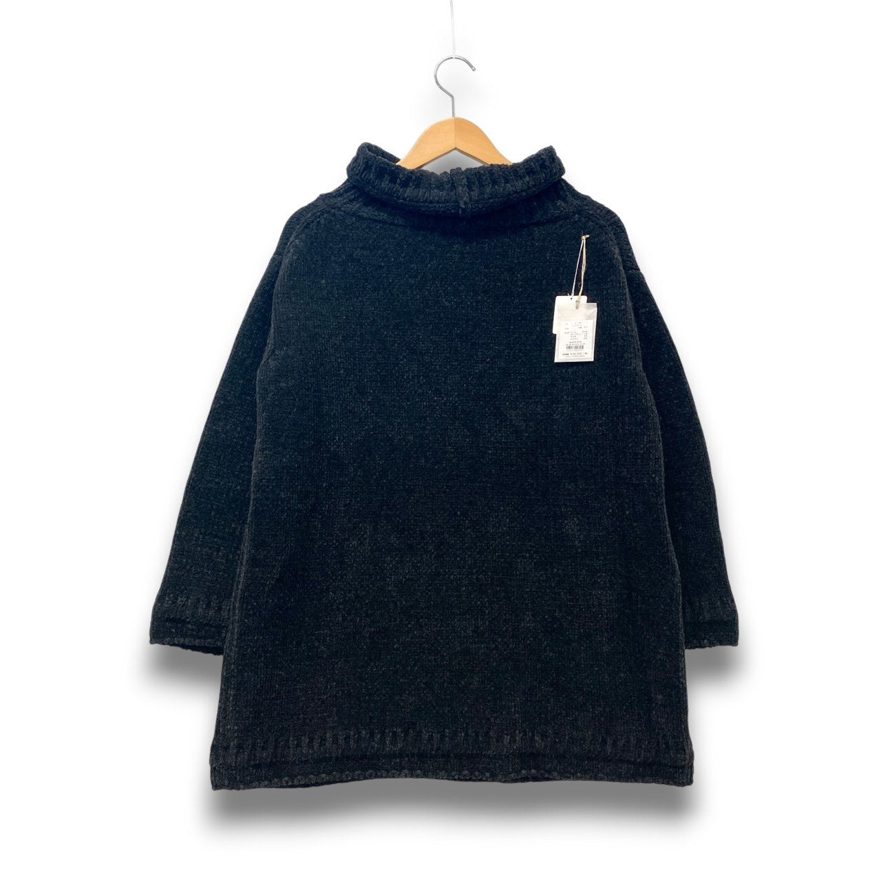 31c16 【新品保管品】evam eva エヴァムエヴァ chenille yarn タートルニット ヤーンニット タートルプルオーバー E153K113 1サイズ ブラック レディース 女性用o07t