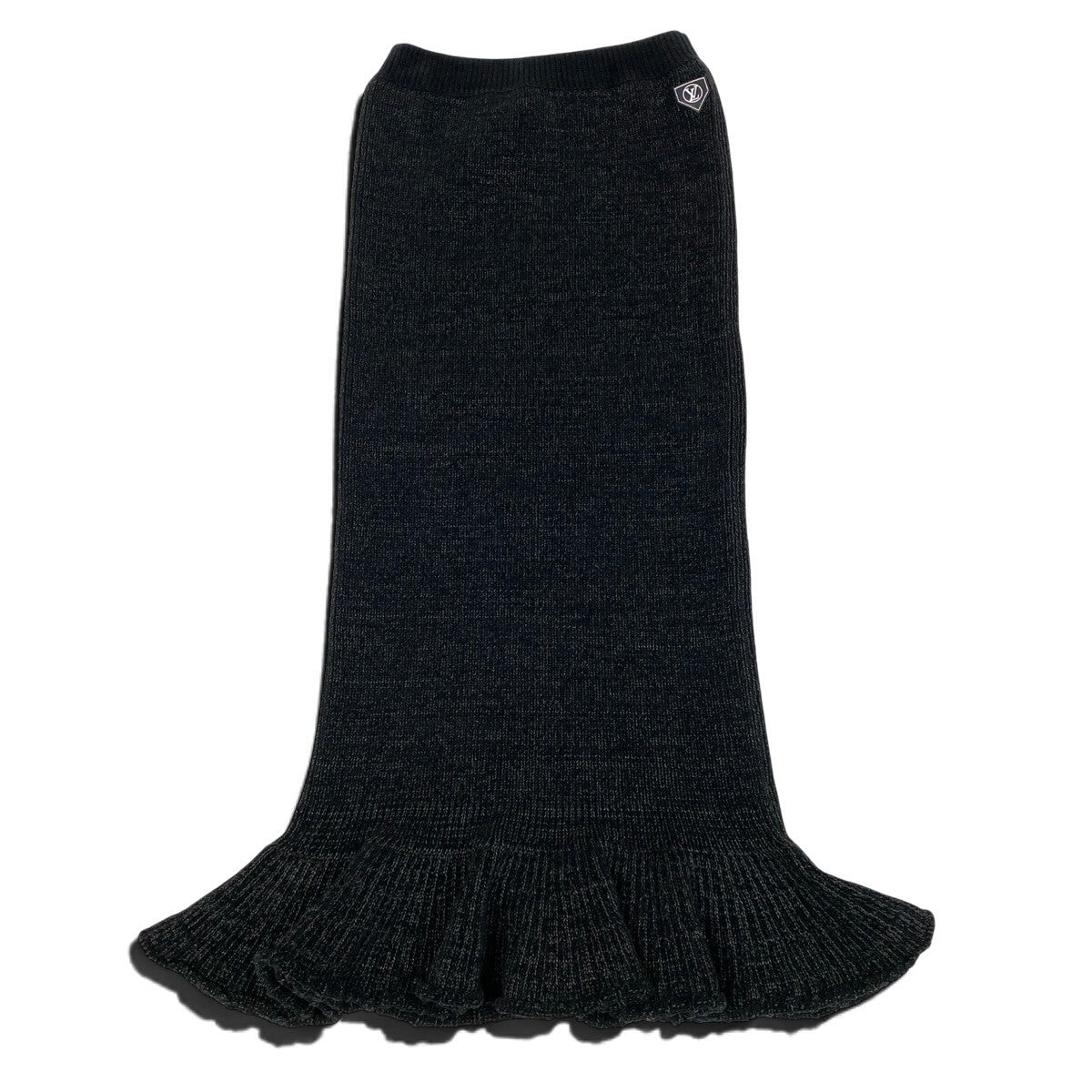 h28 《未使用品》 LOUIS VUITTON ルイヴィトン 2024年 LVレザーパッチ ニットスカート マーメイドスカート FRKZ97 L ブラック系 正規品u02t