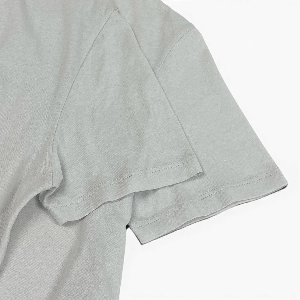 Ee29  SAINT LAURENT サンローラン クロップド丈 クルーネック 半袖Tシャツ YSLロゴ刺繡 サイズL ライトグレー コットン100％ レディース 女性服u02t