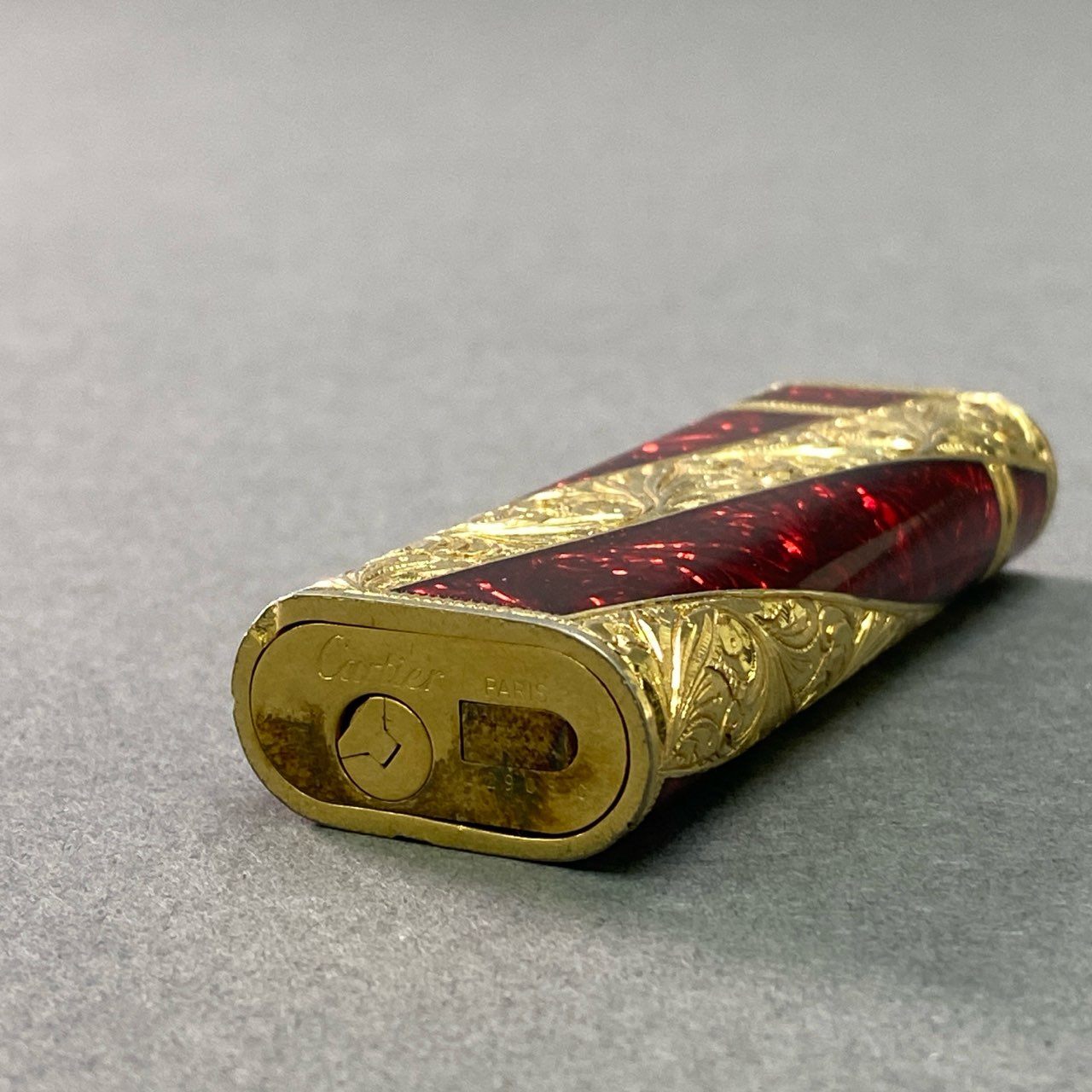 g9 Cartier カルティエ Roy King ロイキング ライター 喫煙具 ローラーガスライター 装飾  レッド ゴールド k18刻印
