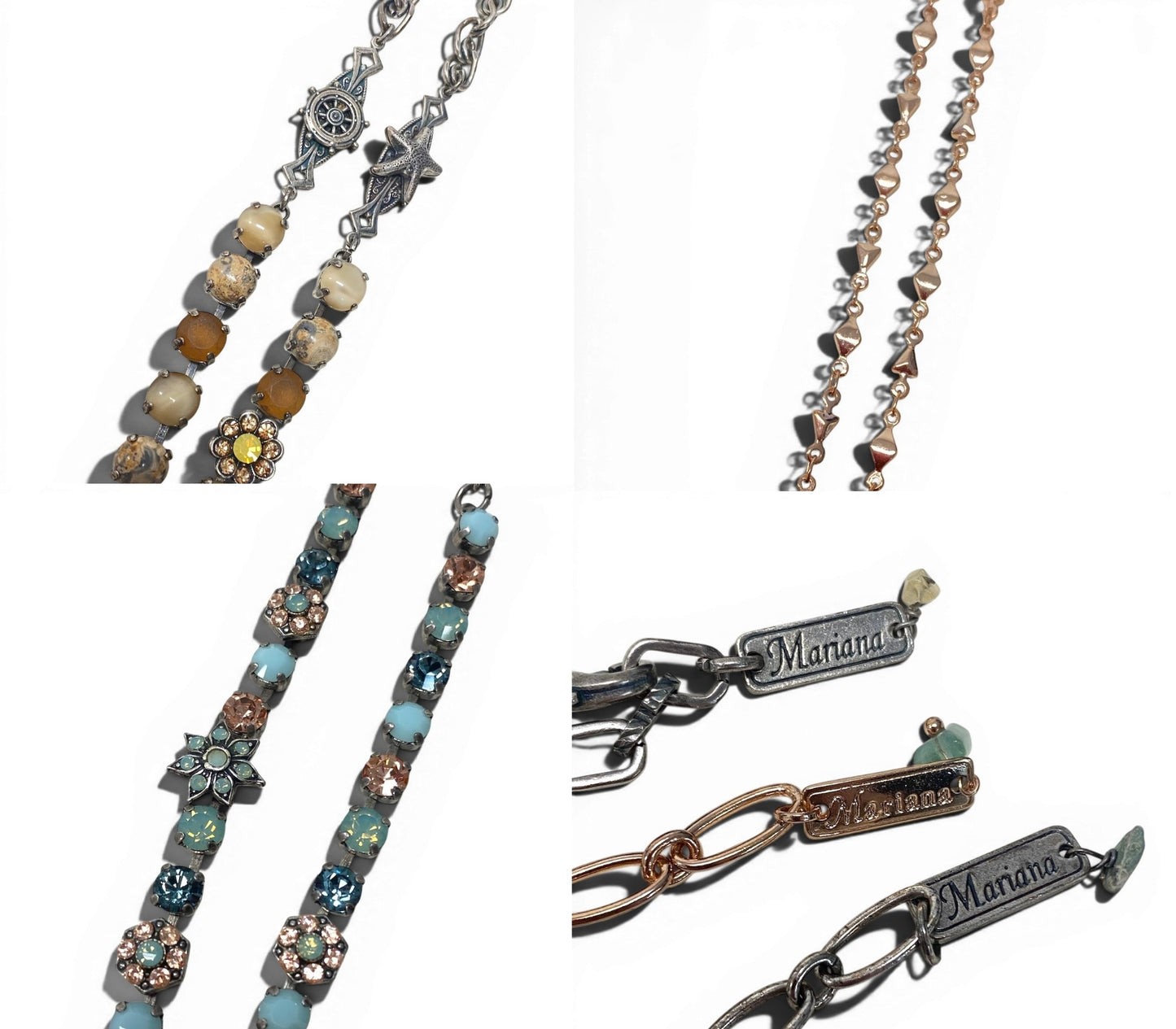 g16⑥ 《 3点セット》 Mariana マリアナ 天然石 × クリスタル ビジューネックレス アクセサリー ジュエリー アンティークt18r