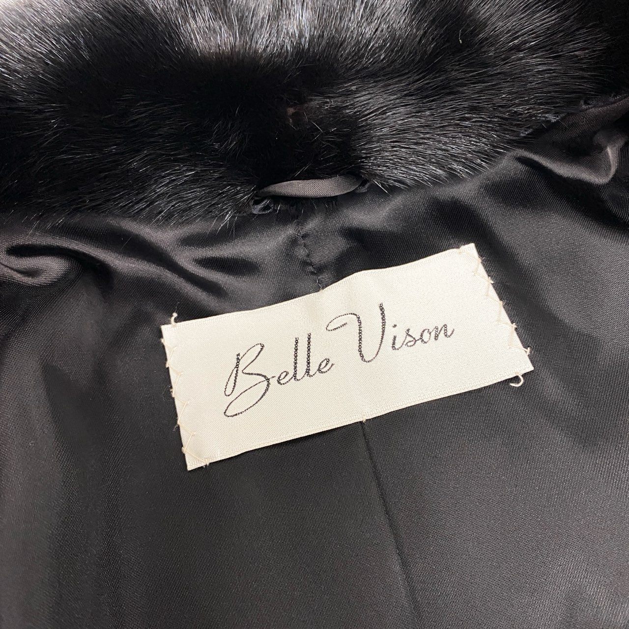 74j6 Belle Vison ベルビジョン SAGA MINK サガミンク ダークミンク 毛皮コート ミンクコート セミロングコート 13サイズ ブラック レディースt18r