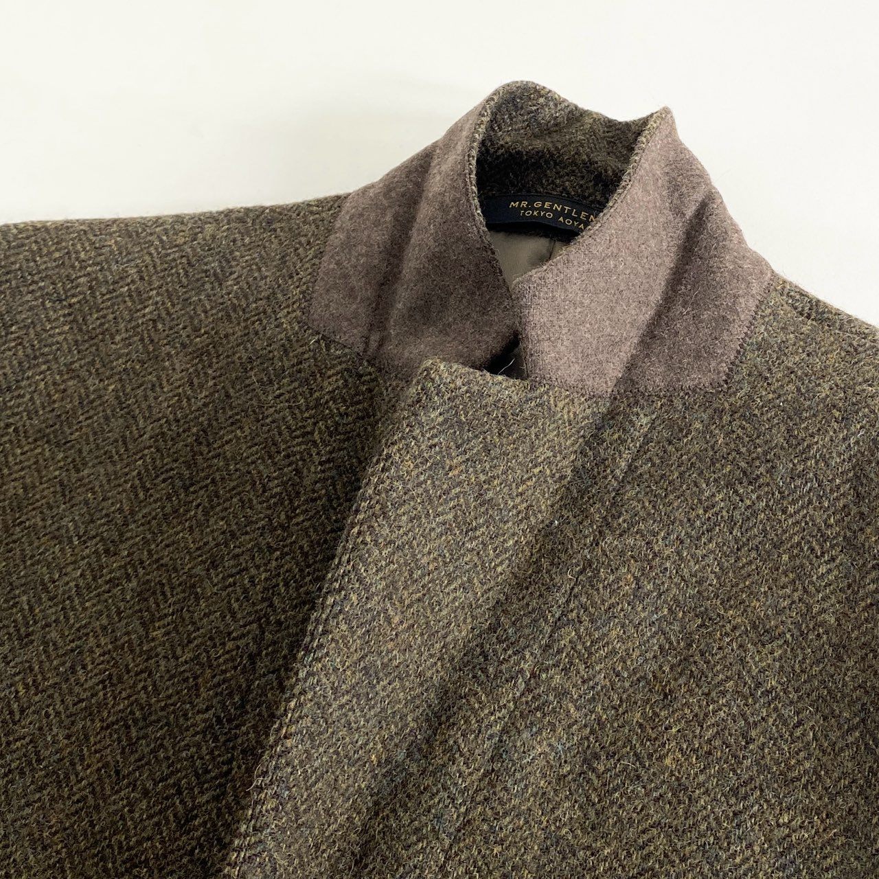 87i1 Mr.GENTLE MAN ミスタージェントルマン JUMPSUIT TAILORED ジャンプスーツ テーラード MG14F-AL02 L カーキ TWEED MOSS