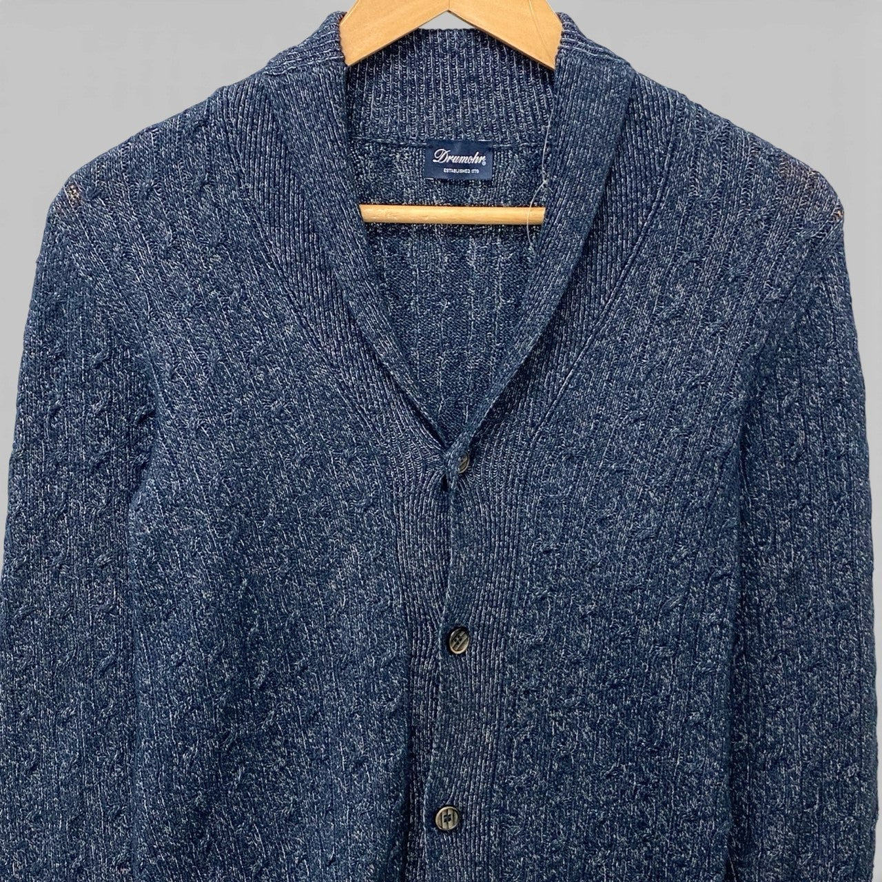 44b18 【美品】Drumohr ドルモア リネン混 ニットカーディガン Vネック トップス イタリア製 44サイズ ネイビー メンズ 男性用u02t