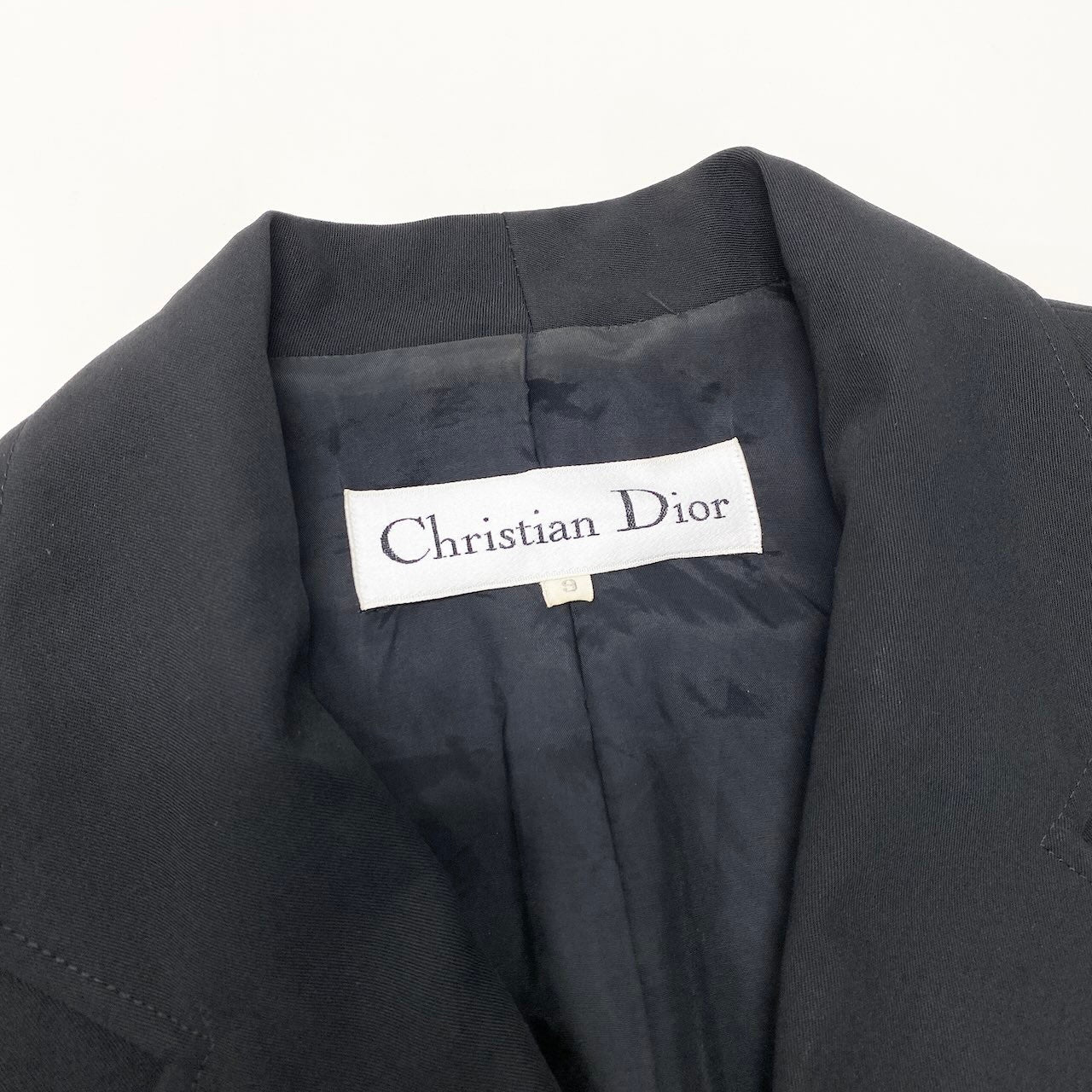 13f15 Christian Dior クリスチャンディオール CDボタン テーラージャケット ブレザー ダブルブレスト サイズ9 ブラック ウールu02t