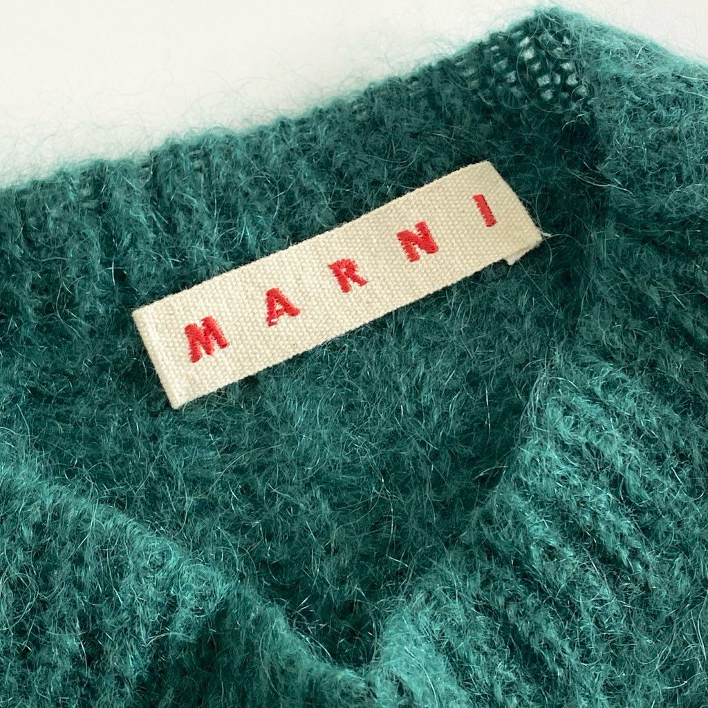 35g7 《美品》 MARNI マルニ イタリア製 モヘアニット ボトルネック セーター トップス プルオーバー 40 グリーン