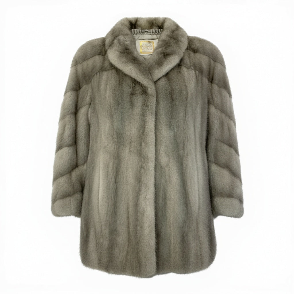 21a24 SAGA MINK サガミンク 金サガ サファイアミンク ファーコート サイズM シルバーグレー 最高級本毛皮 Sapphire Mink Fur Coatt18r