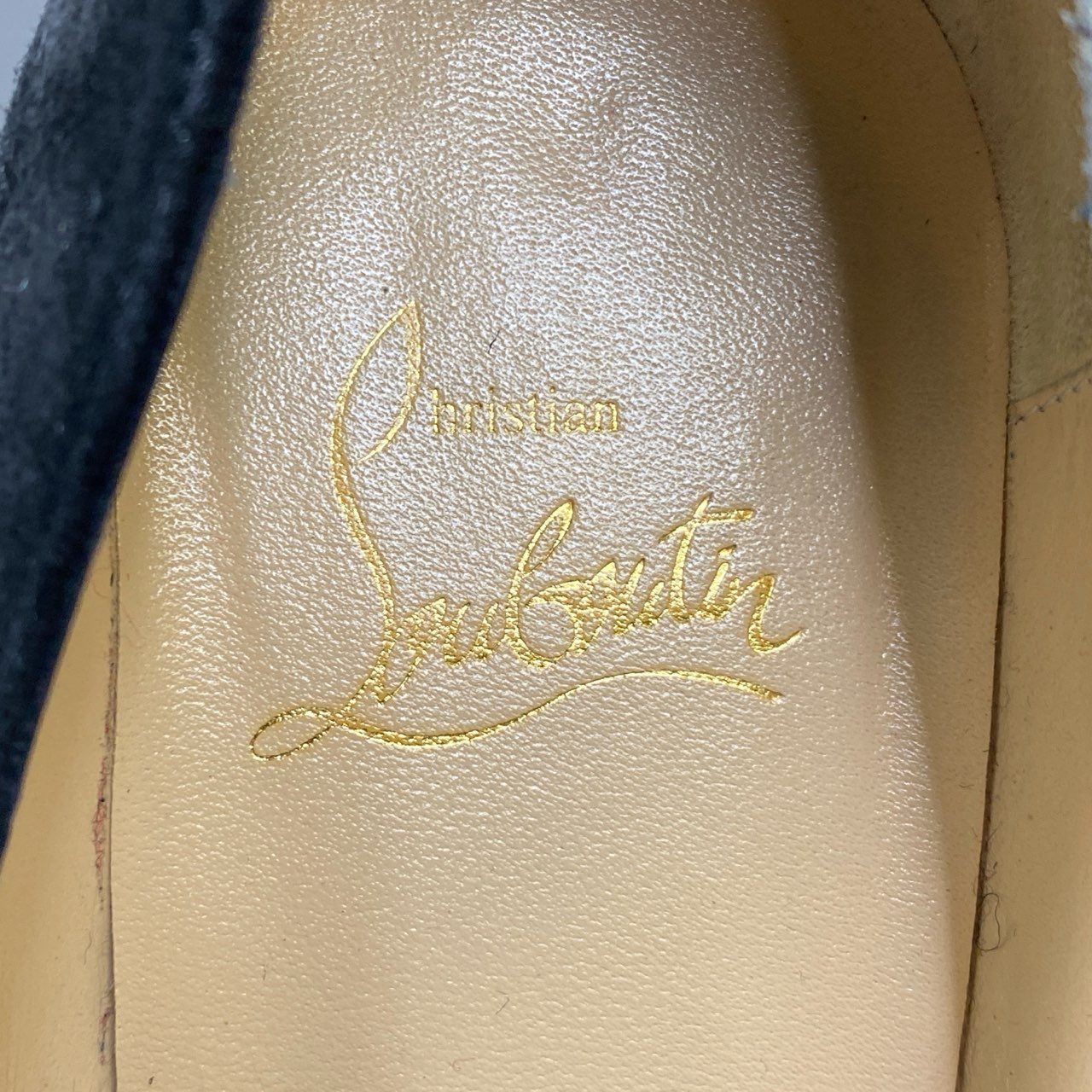 3a5 christianloboutin クリスチャンルブタン スタッズ ハイヒール パンプス スウェード ピンヒール イタリア製 36 1/2サイズ ブラック レディースk02i