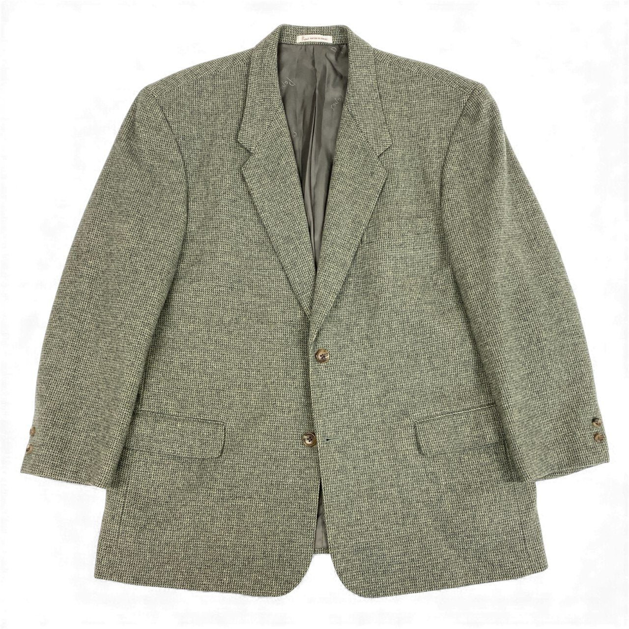 52L9 Papas パパス 英国 Joshua Ellis生地 ツイードジャケット テーラードジャケット L グリーン系 ウール カシミヤ メンズu02t