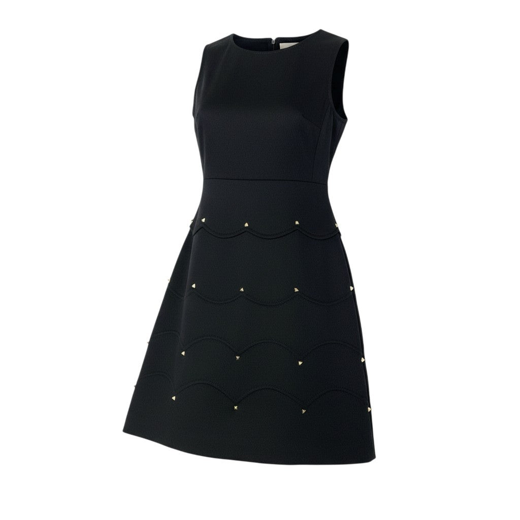 38a15 VALENTINO ヴァレンティノ ロックスタッズ ノースリーブ ワンピース ドレス バックジップ サイズ8 ブラック レディースk02i