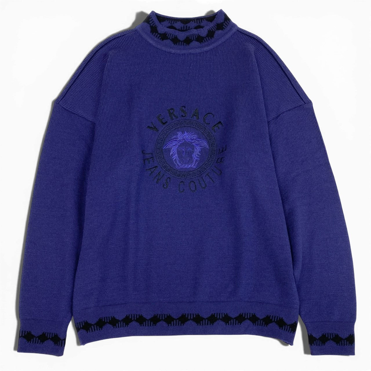 2L27 Vintage Versace ヴィンテージ ヴェルサーチ Medusa メデューサ Bottleneck Knit Sweater ボトルネック ニットセーター Size M メンズ 男性用k02i