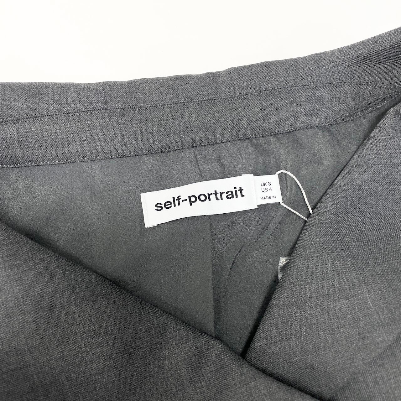 40d10 self-portrait セルフポートレート 25AW Tailored Midi Dress テイラードミディドレス サイズ4 グレー ベルト付 ワンピースt18r