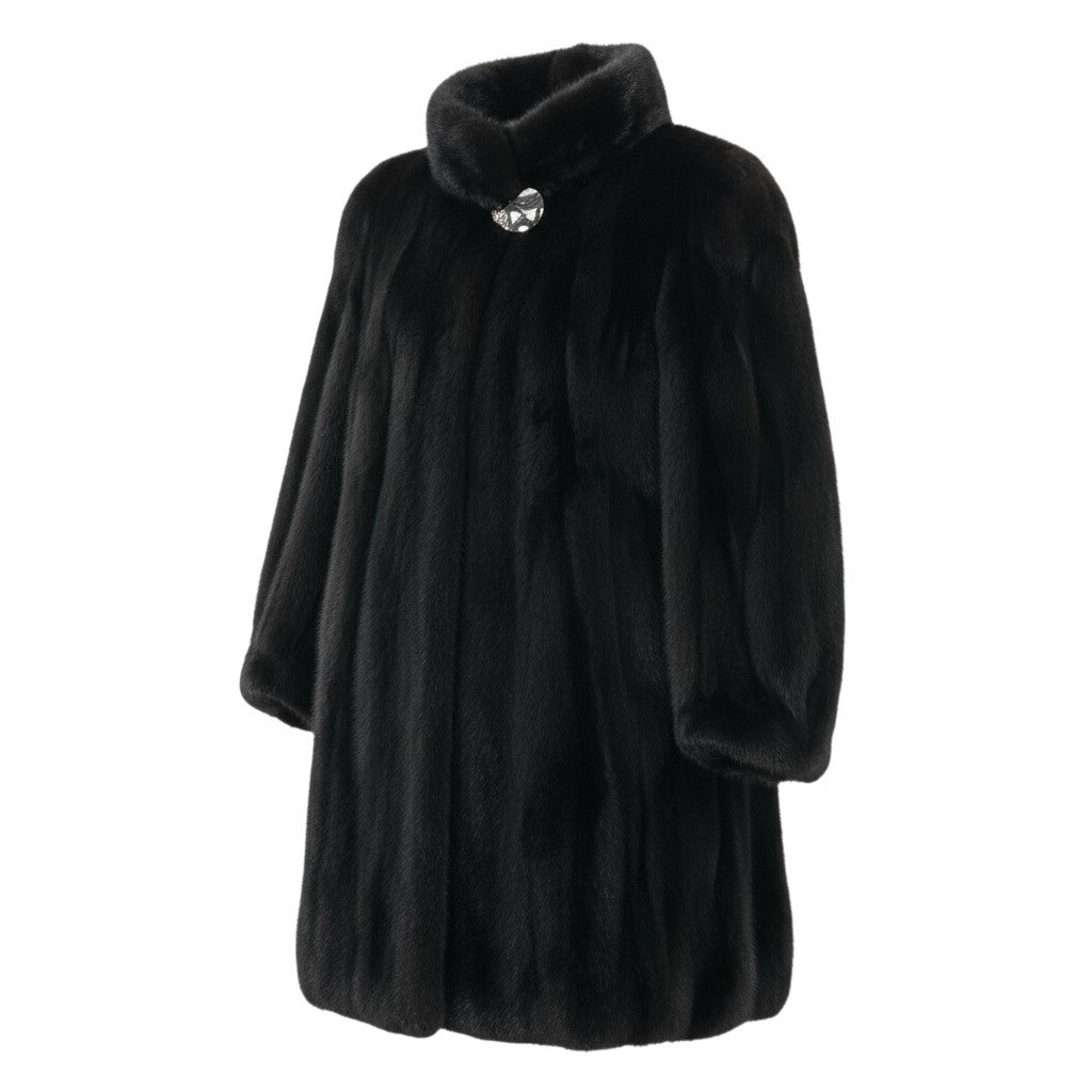 55k11 SAGA MINK サガミンク 銀サガ ダークミンク ロングコート ブラック 最高級本毛皮 裏地刺繍 MINK FUR リアルファー 艶◎t18r