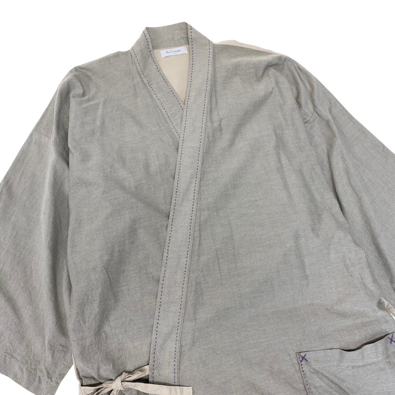 64g4 Paul Smith ポールスミス 作務衣 セットアップ  甚平  Lサイズ グレー ベージュ コットン100％ メンズ 男性用u02t