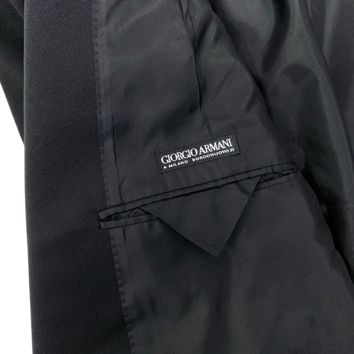 91g27 GIORGIO ARMANI ジョルジオアルマーニ タキシード セットアップスーツ ダブルブレスト サイズ54 ブラック メンズ 紳士服o07t