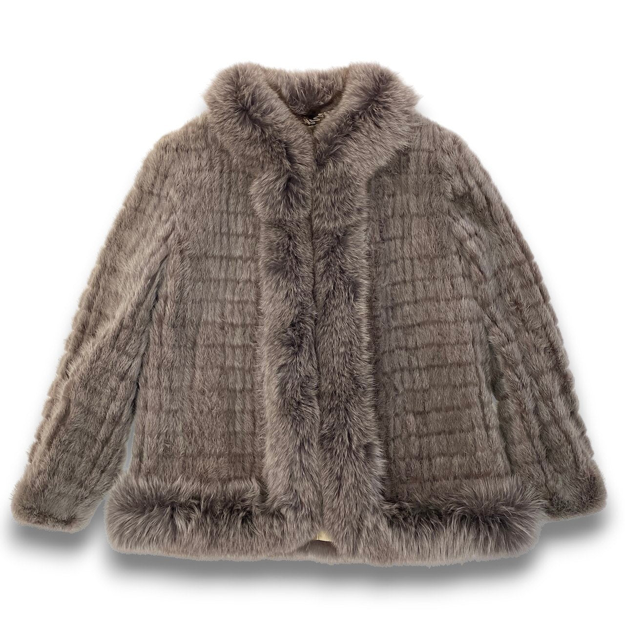 44c21 SAGA MINK サガミンク 染めミンク × フォックスファー コート サイズ11 ブラウン × ホワイト 本毛皮 Mink × Fox Fur Coatt18r