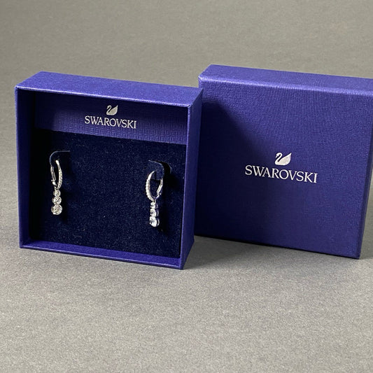 Pf16-2 《美品》 SWAROVSKI スワロフスキー 3連 ダイヤ クリスタル ピアス ビジュー ジュエリー 結婚式 セレモニー