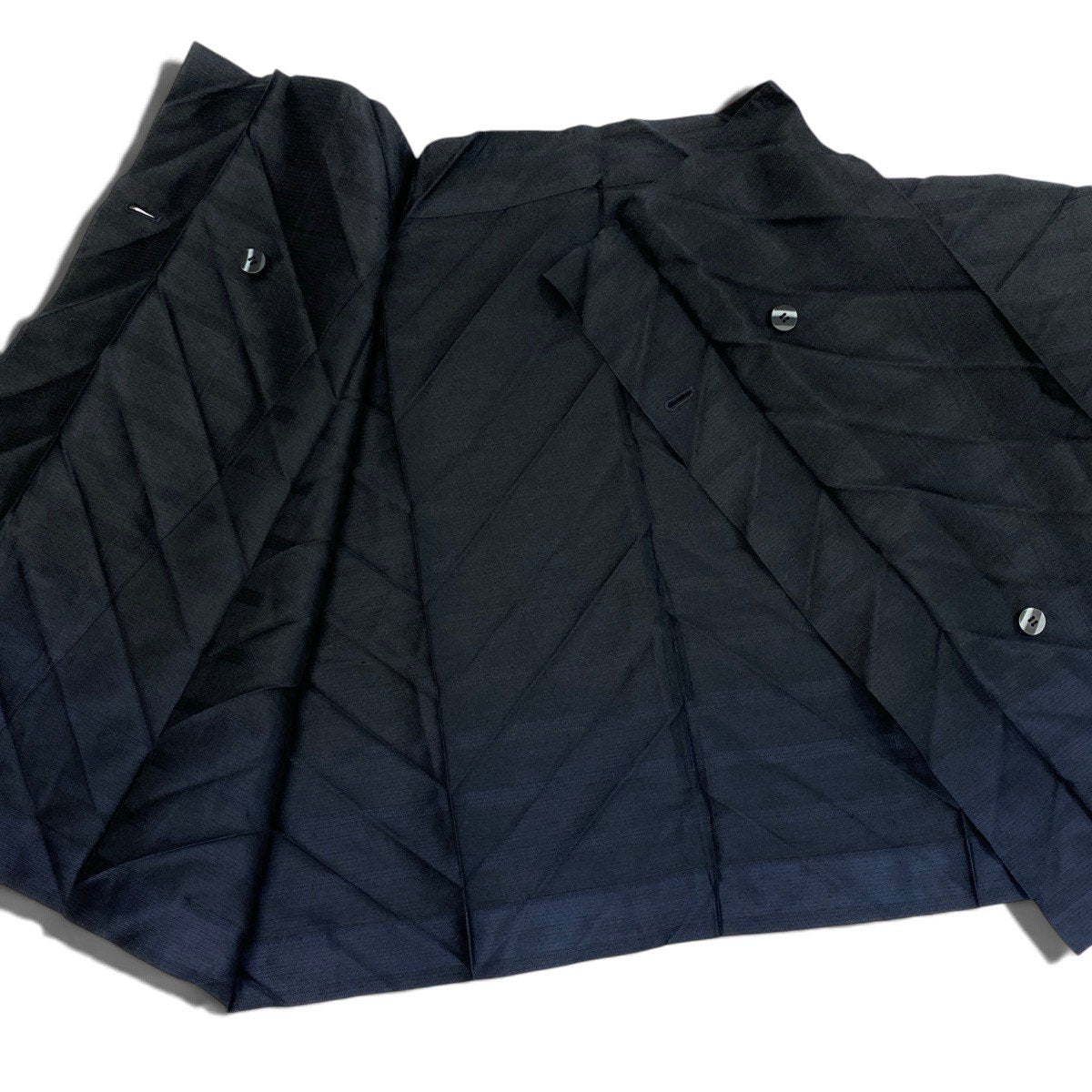 Ai3 ISSEY MIYAKE イッセイミヤケ 13SS プリーツ ジャガード加工 ジャケット 長袖シャツ サイズ2 ブラック ネイビー レディースo07t