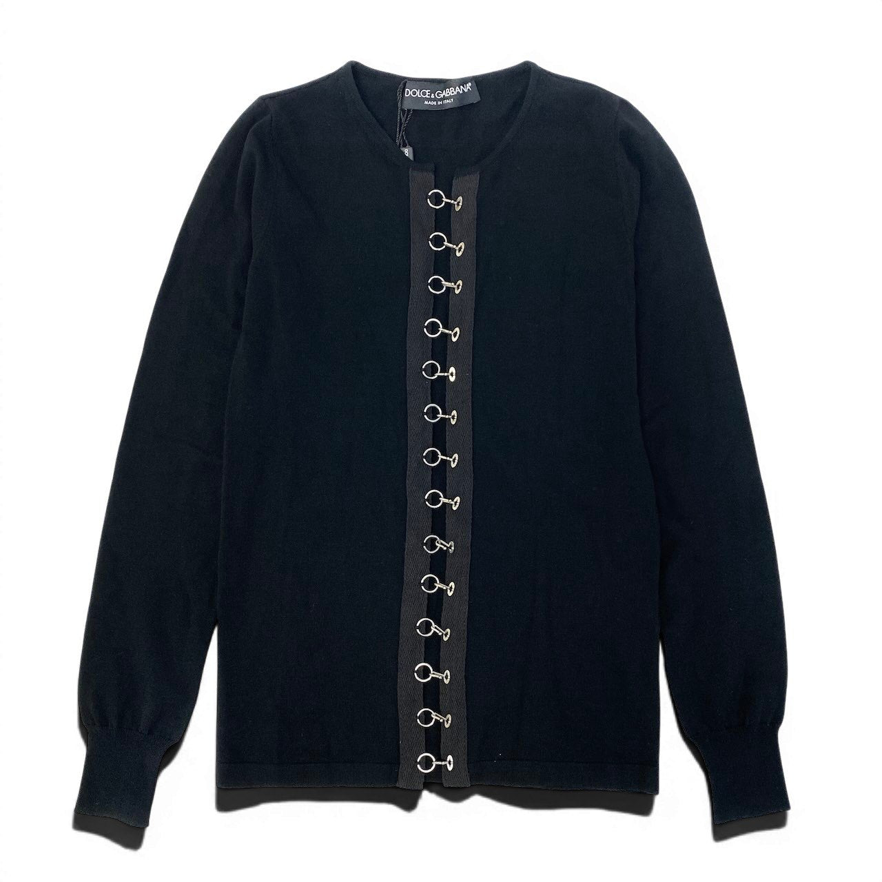 Ed22 【美品】DOLCE&GABBANA ドルチェアンドガッパーナ ロングスリーブニットカーディガン トップス 2AW KC54 40サイズ ブラック レディース 女性用k02i