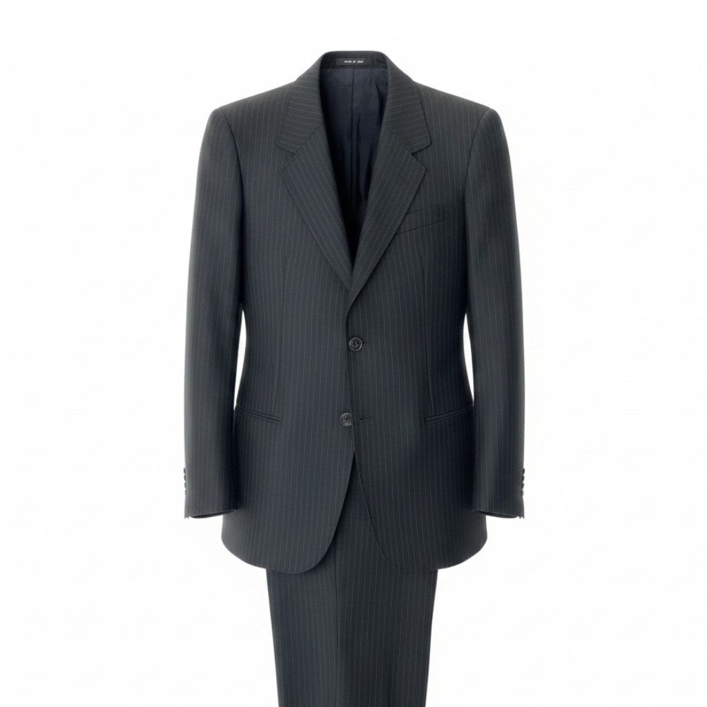 56e12 EMPORIO ARMANI エンポリオアルマーニ JOSH LINE セットアップスーツ シングル 2B ストライプ柄 ビジネス サイズ50 ブラック メンズ 紳士服u02t