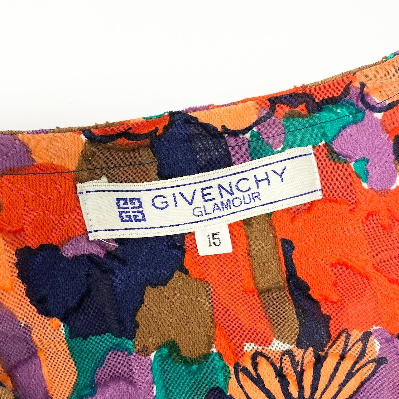 24c16 GIVENCHY ジバンシー Vintage 半袖ブラウス 花柄ブラウス カットソー トップス 15サイズ マルチカラー コットン100％ レディース 女性用o07t