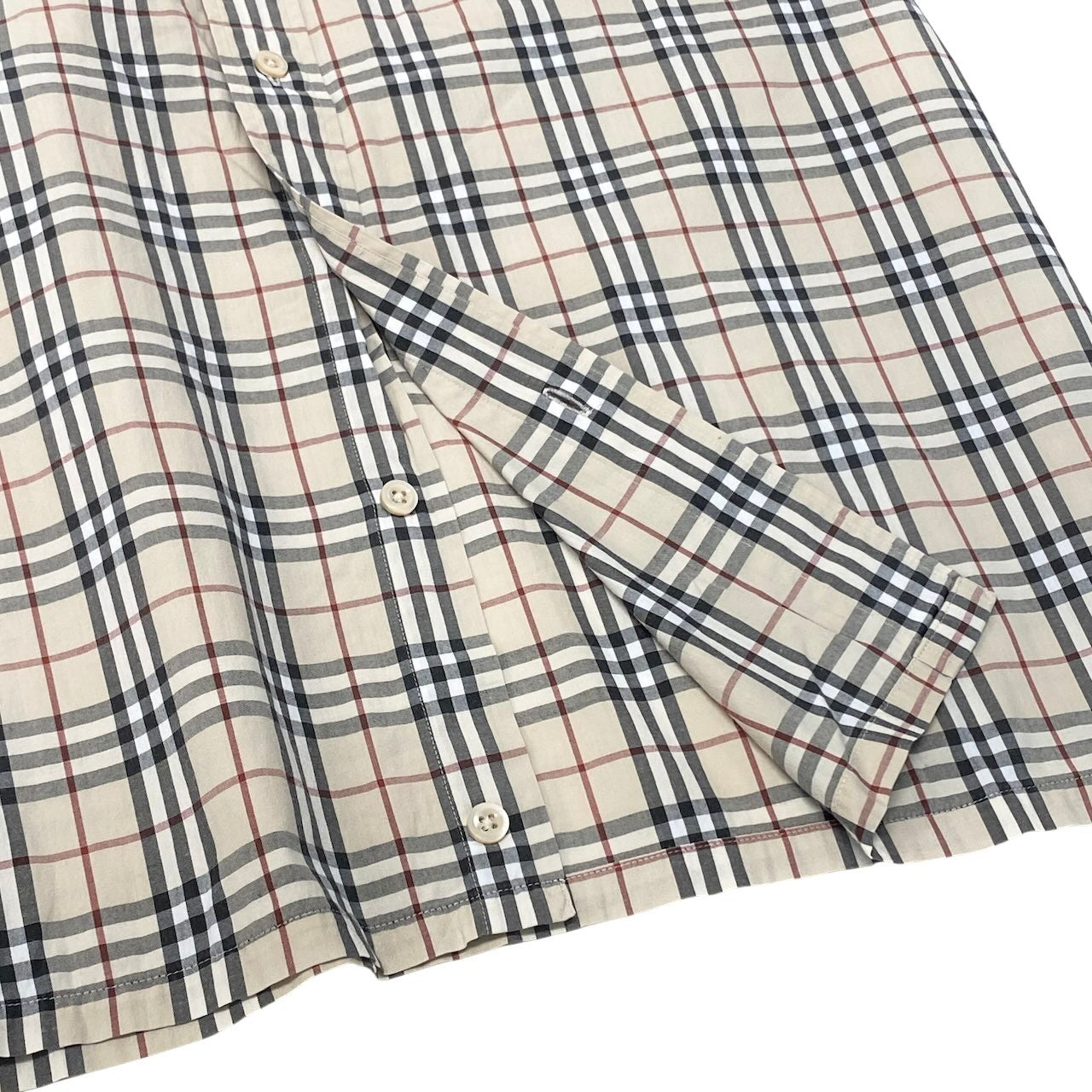 Ig6 BURBERRY LONDON 半袖シャツ チェックシャツ ノバチェック Lサイズ ベージュ系 コットン100％ メンズ 男性用ta2