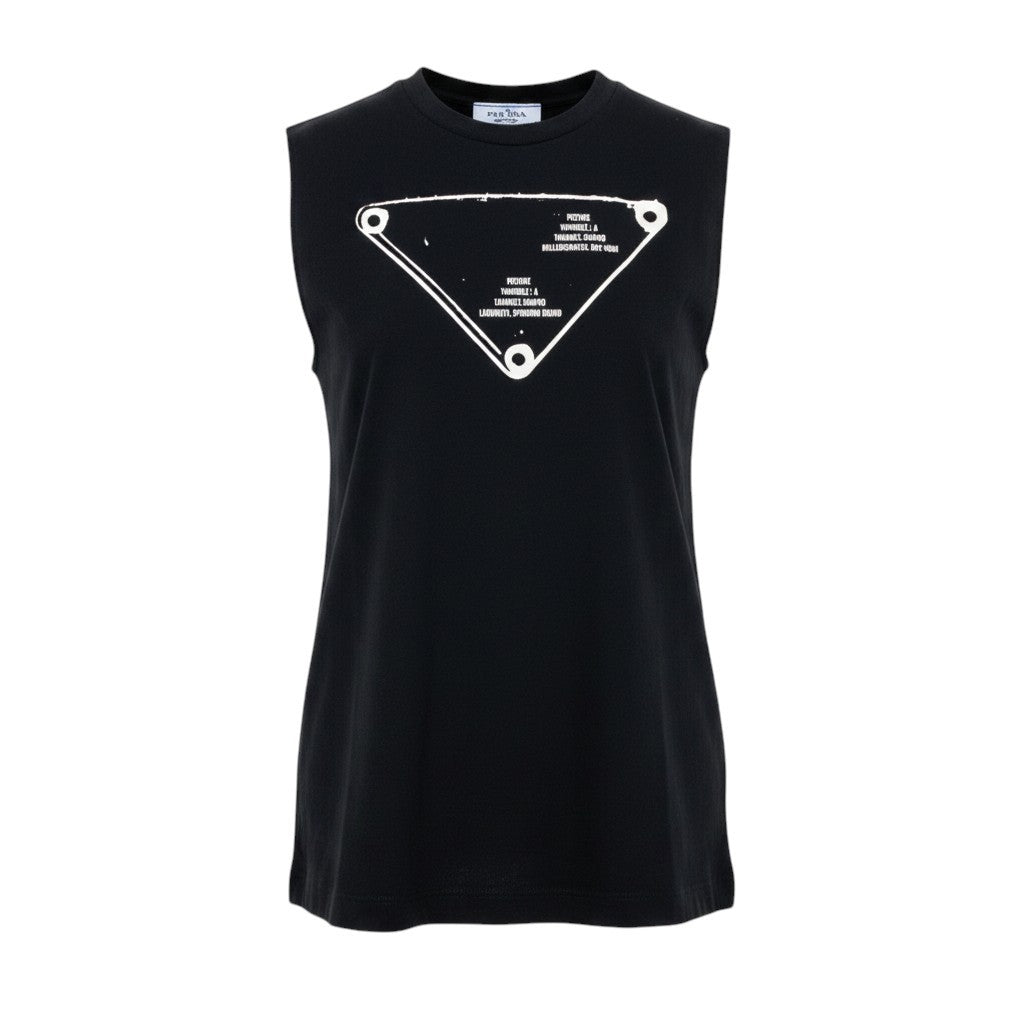 Ai7 【美品】 PRADA プラダ 2020SS ノースリーブカットソー  サイズXS ブラック コットン100％ レディースk02i