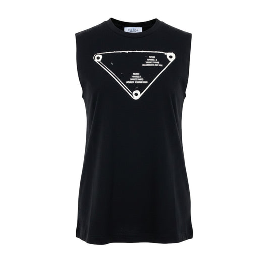Ai7 【美品】 PRADA プラダ 2020SS ノースリーブカットソー  サイズXS ブラック コットン100％ レディースk02i