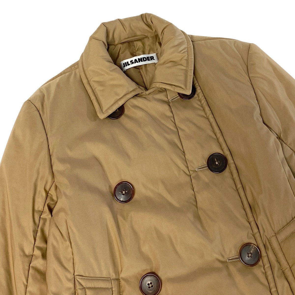 j26 【美品】JILSANDER パファーコート ダブルブレスト 中綿コート 38サイズ ベージュ ポリエステル100％ レディース 女性用k02i